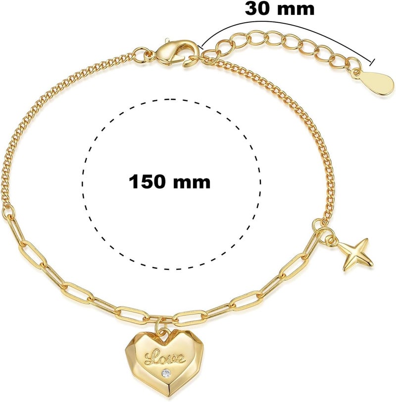 FRUMOS Dainty Layering Bracelets for Women 18 k Gold Plated Fashion Adjustable Chunky Cuban Paperclip Link Chain Bracelets Jewelry for Women Gift - Image 2